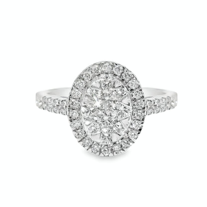 14k White Gold and Natural Diamond Oval Ring (0.77 t.c.w.)