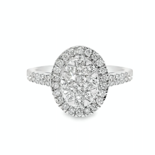 14k White Gold and Natural Diamond Oval Ring (0.77 t.c.w.)