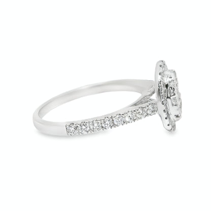 14k White Gold and Natural Diamond Oval Ring (0.77 t.c.w.)