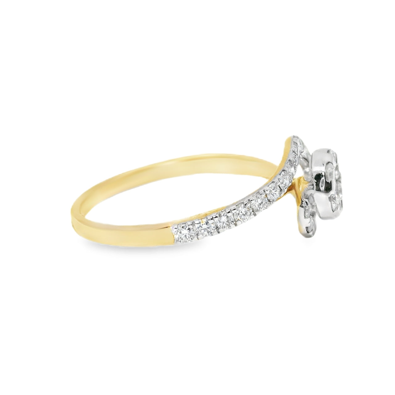 14k Yellow Gold and Natural Diamond Swirl Ring (0.51 t.c.w.)