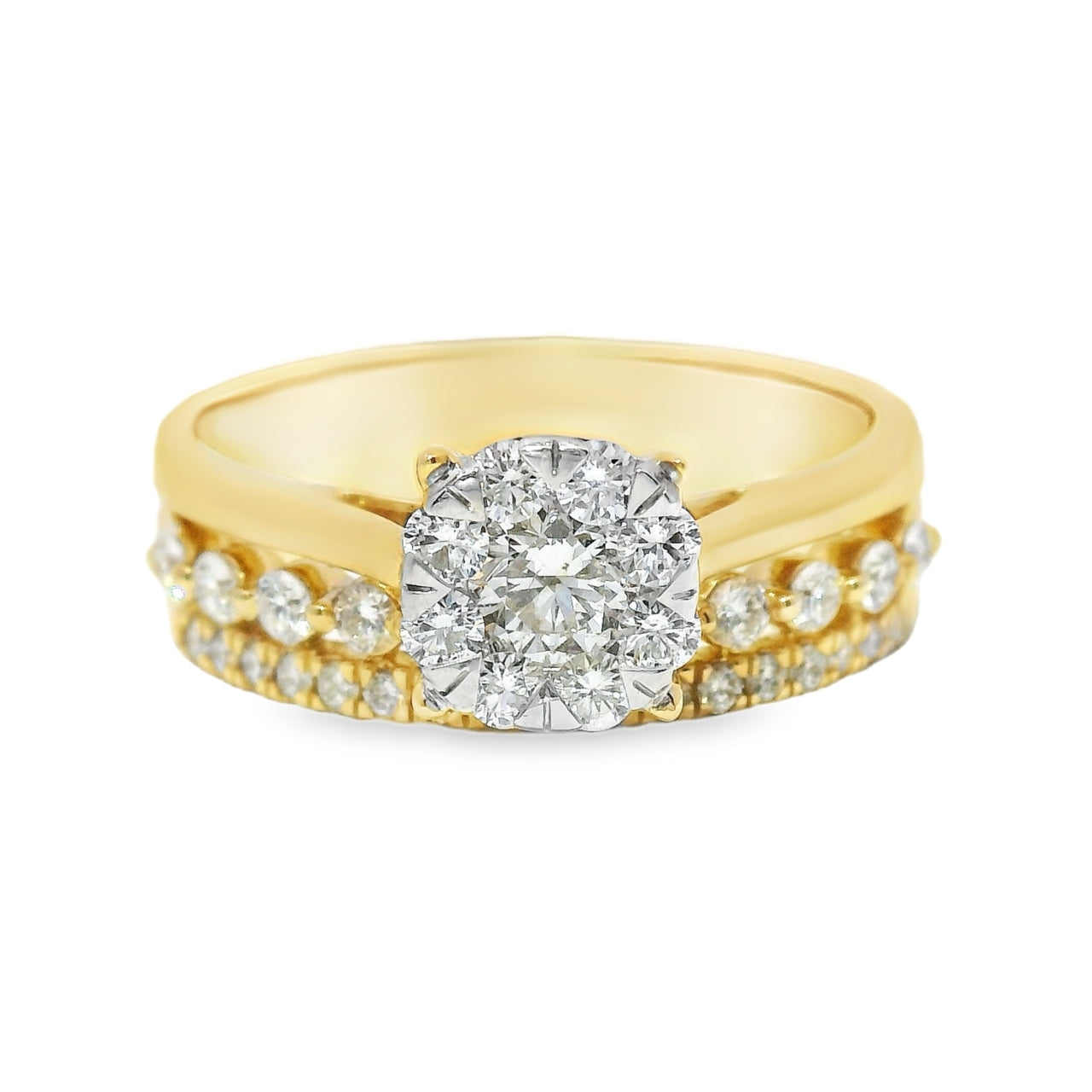 14k Yellow Gold and Natural Diamond Stack Illusion Ring (0.79 t.c.w.) Sz. 7