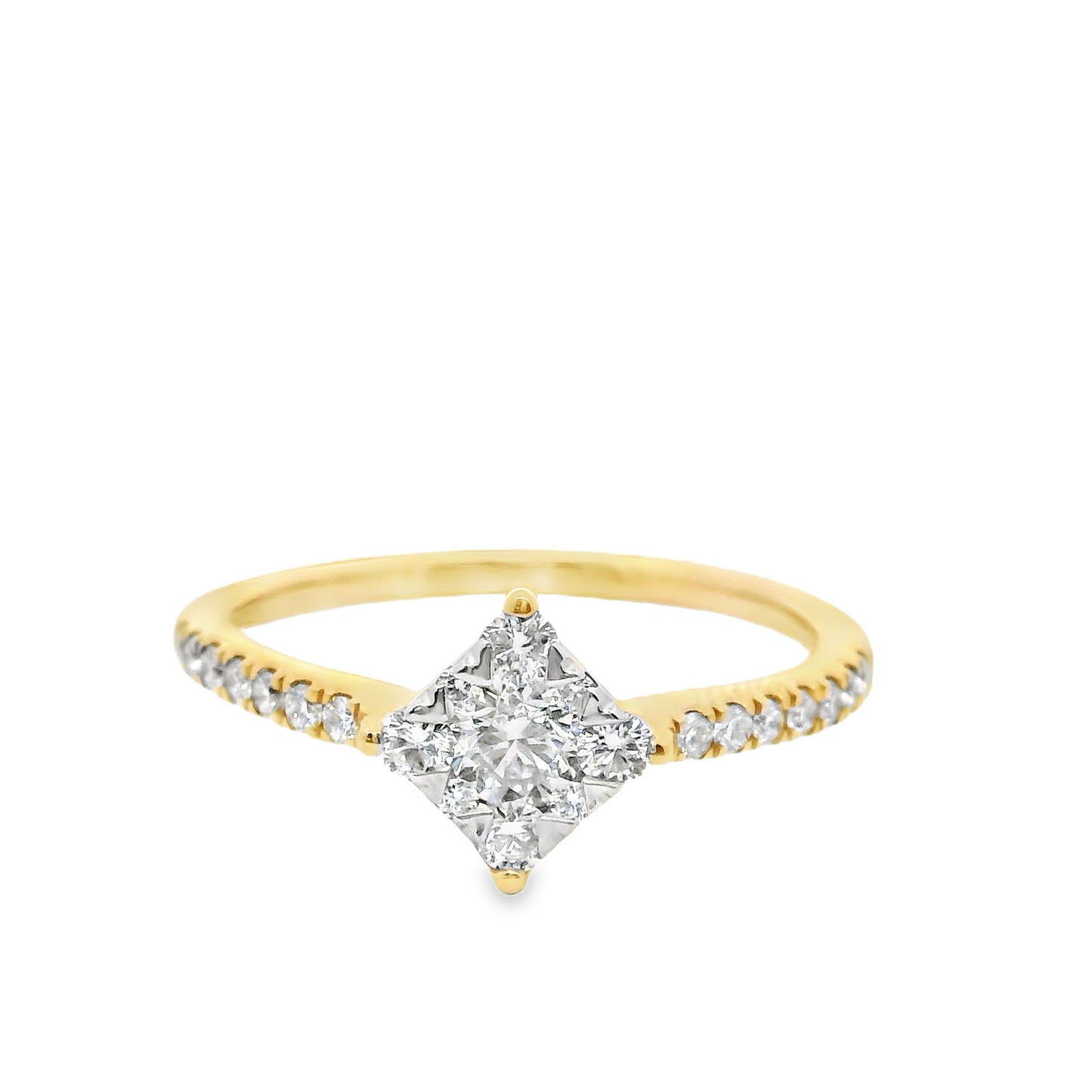 14k Gold with Natural Diamonds Within Diamond Ring (0.14 tcw)