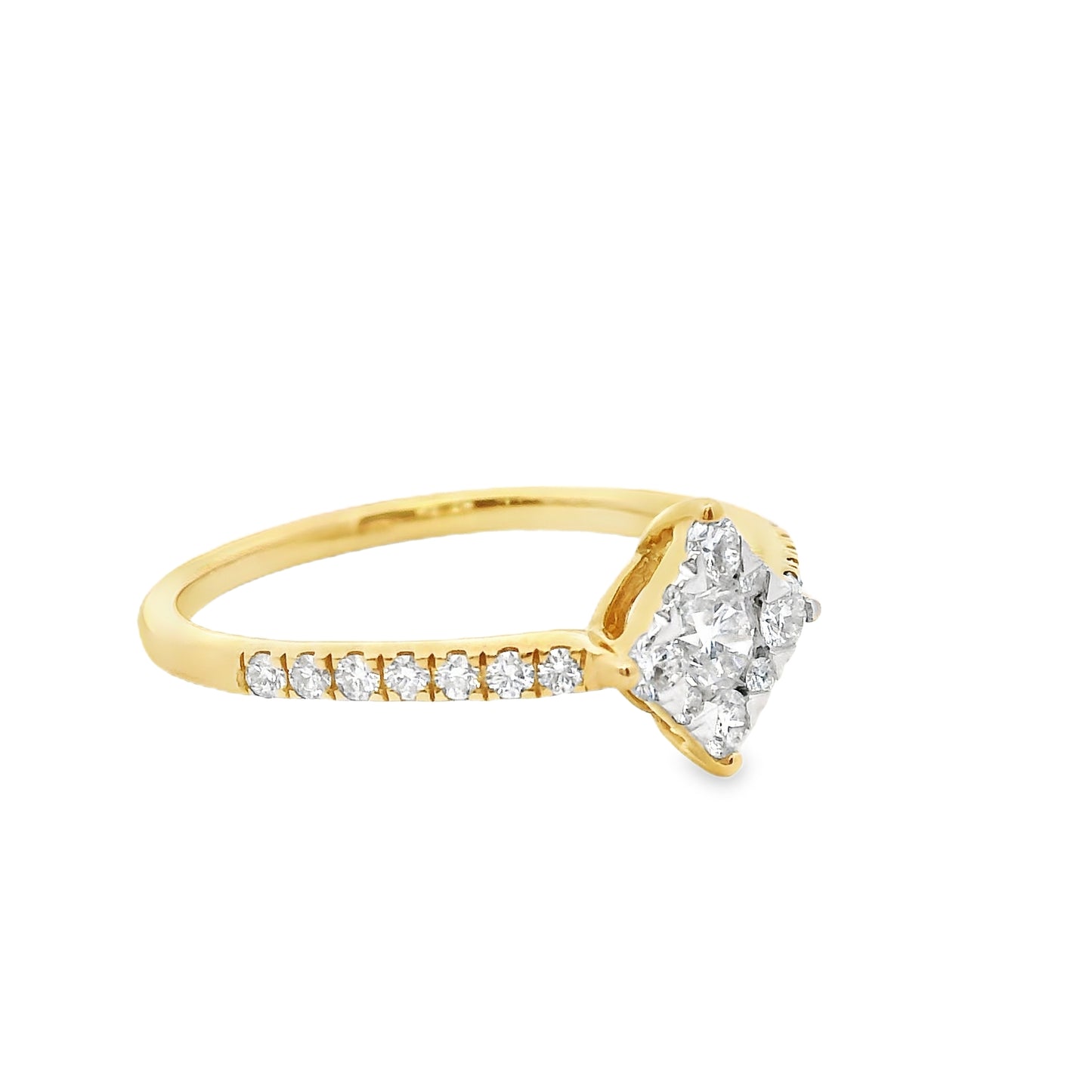 14k Gold with Natural Diamonds Within Diamond Ring (0.14 tcw)