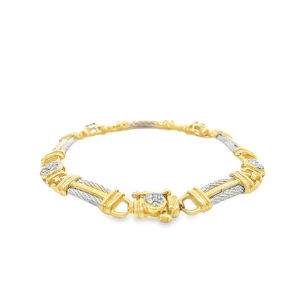 14k Two Tone Gold Bracelet with Natural Diamonds (0.72 tcw)