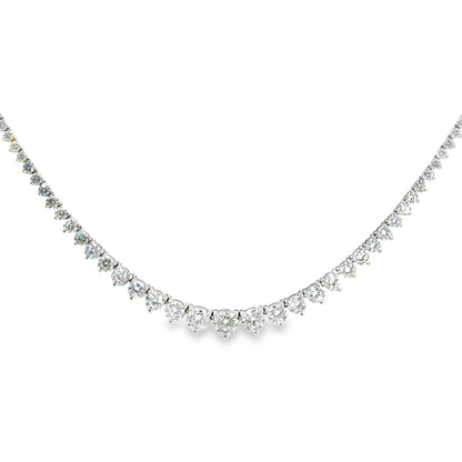 Lab Grown 10.50 tcw Graduated Diamond Riviera Tennis Necklace 14k White Gold - 18"