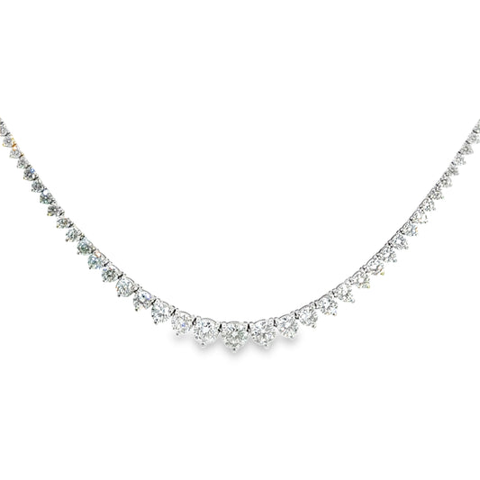 Lab Grown 10.50 tcw Graduated Diamond Riviera Tennis Necklace 14k White Gold - 18"