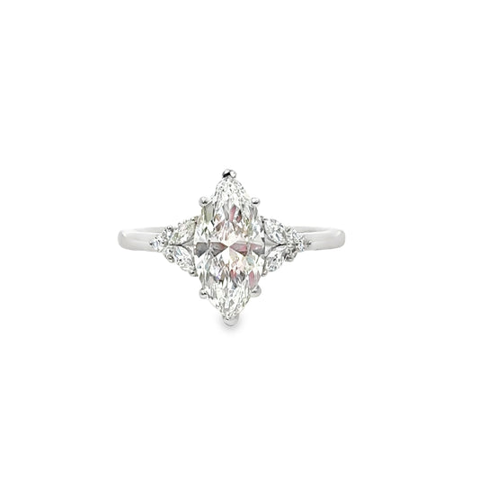2.05ct Marquise Cut Engagement Ring on 14k White Gold