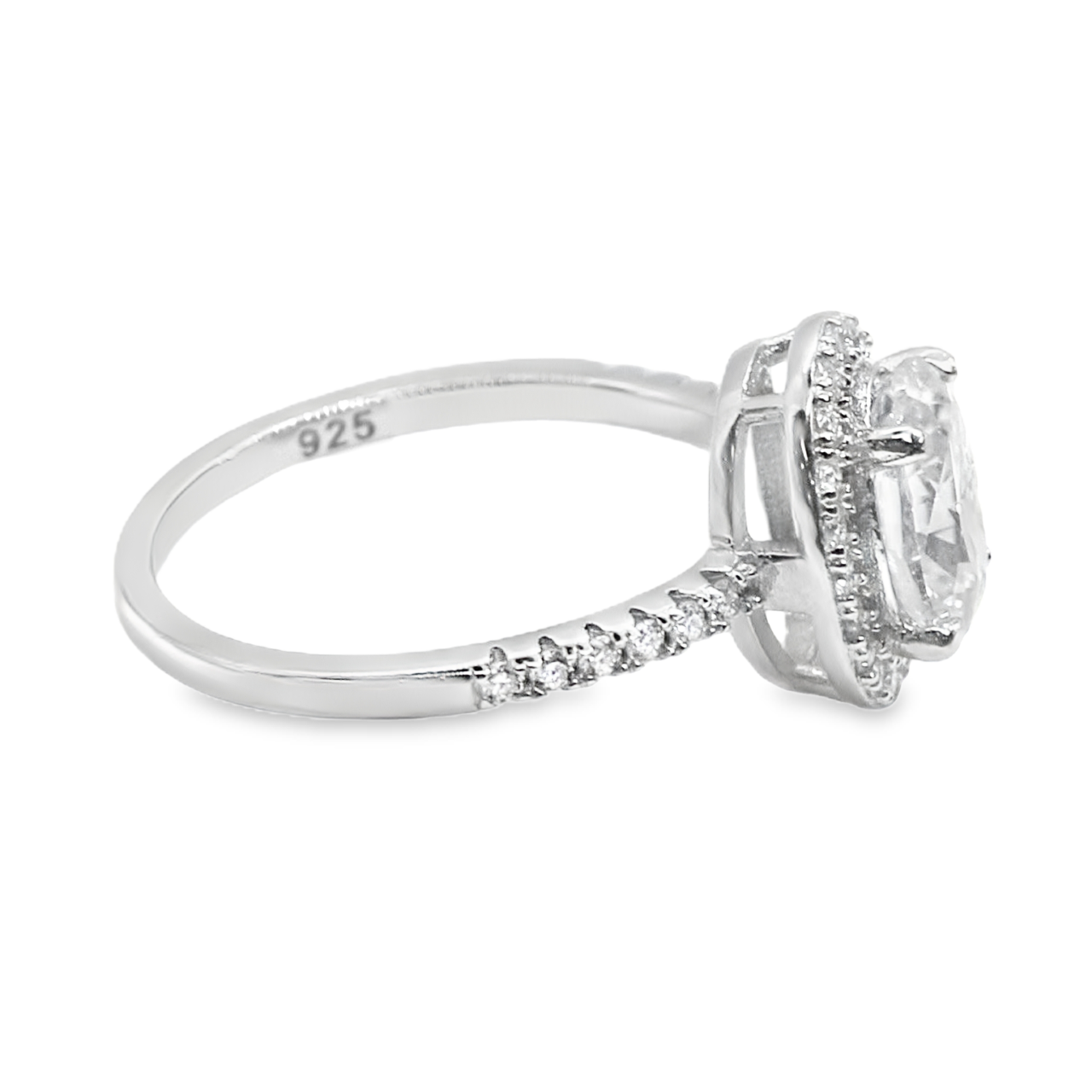 1.5ct Oval Cut Moissanite Engagement Ring in Sterling Silver with Halo