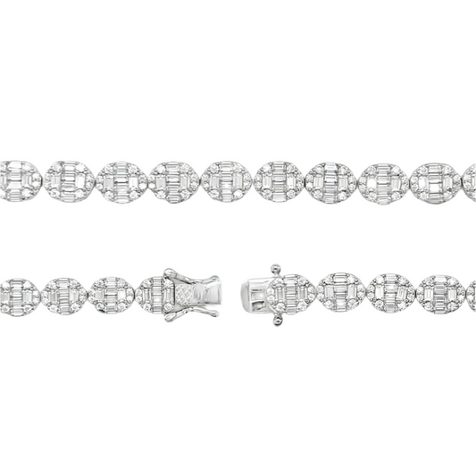 Sterling Silver Moissanite East West Oval Cluster Bracelet (7")