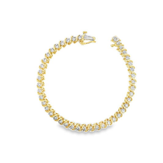 14k Gold Spiral Set Natural Diamond Tennis Bracelet (3.00 tcw)
