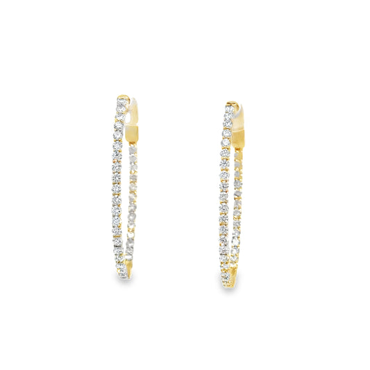 14k Gold Oval Inside-Out Hoop Earrings with Lab Grown Diamonds (1.10 t.c.w.)