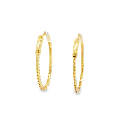 14k Gold Oval Inside-Out Hoop Earrings with Lab Grown Diamonds (1.10 t.c.w.)