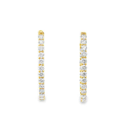 14k Gold Oval Inside-Out Hoop Earrings with Lab Grown Diamonds (2.18 t.c.w.)