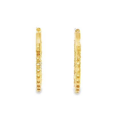14k Gold Oval Inside-Out Hoop Earrings with Lab Grown Diamonds (2.18 t.c.w.)