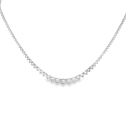 Lab Grown 10.50 tcw Graduated Diamond Riviera Tennis Necklace 14k White Gold - 18"