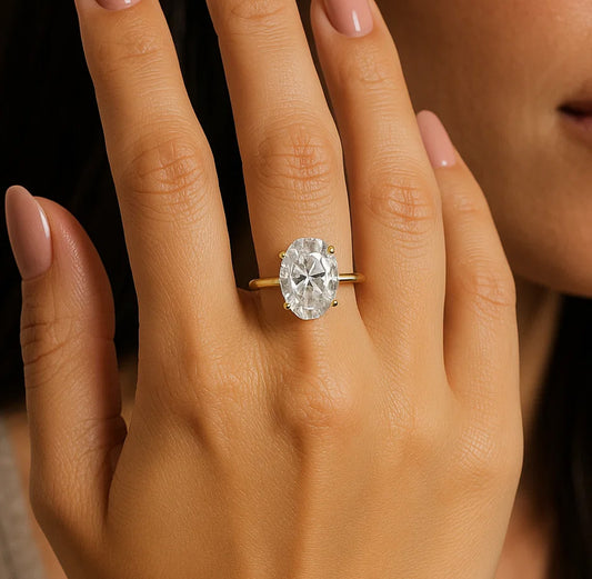 4.5ct Oval Cut Moissanite Engagement Ring in Sterling Silver