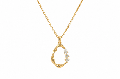 18k Gold Natural Diamond Pear Pendant Necklace | 16–18"