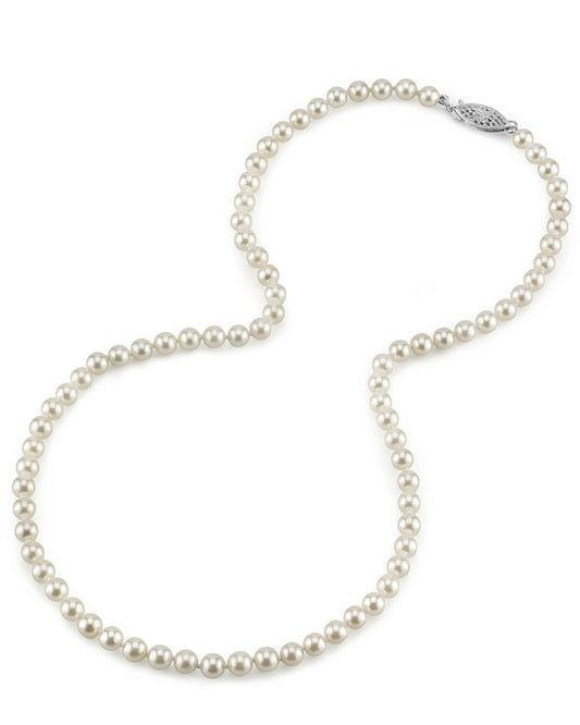 White Gold and Sterling Silver Freshwater Pearl Strand 18" Necklace (6.5mm- 7mm)