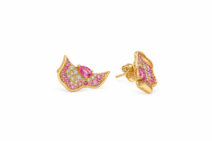 18k Gold Natural Diamond and Pink Sapphire Earrings | 0.74tcw Diamonds | 1.88ctw Pink Sapphire