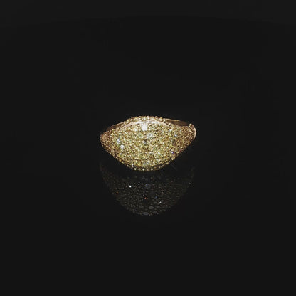 14k Gold Pavé Yellow Lab Diamond Signet Ring