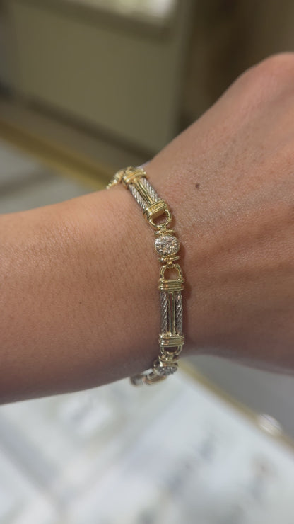 14k Two Tone Gold Bracelet with Natural Diamonds (0.72 tcw)