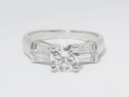 1 Carat Round Brilliant Art Deco Engagement Ring in 14k White Gold