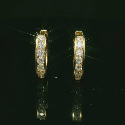 Channel Set Diamond Hoop Earrings in 14k Yellow Gold 0.69 TCW Diamond