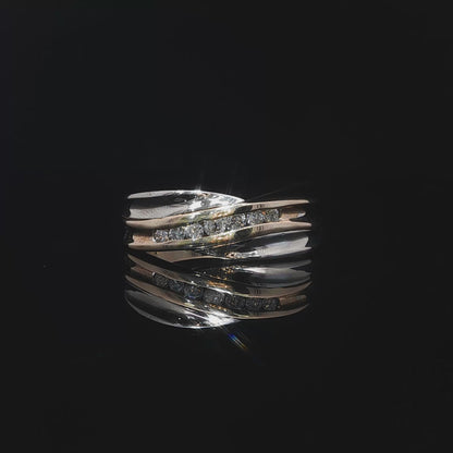 10k Gold Natural Diamond Yellow Groove Band | 0.25 tcw