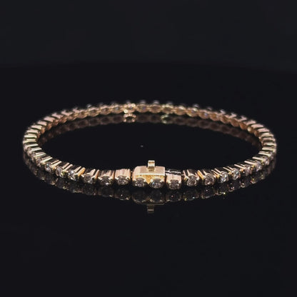 14k Gold Vintage Natural Diamond Half Bezel Tennis Bracelet | 3.00 tcw