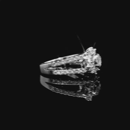 1 Carat Natural Diamond Sunflower and 14k White Gold Ring
