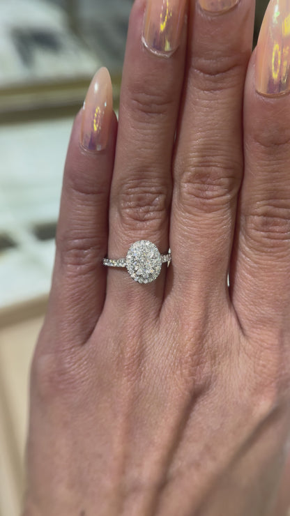 14k White Gold and Natural Diamond Oval Ring (0.77 t.c.w.)