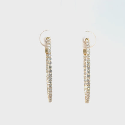 14k Gold Oval Inside-Out Hoop Earrings with Lab Grown Diamonds (1.10 t.c.w.)