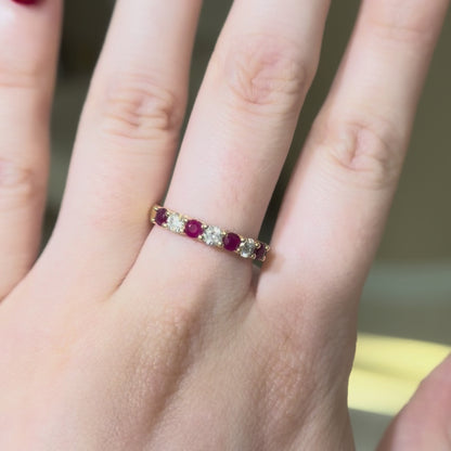 14k Gold Natural Diamond (0.84 tcw) and Ruby (0.52 tcw) Ring