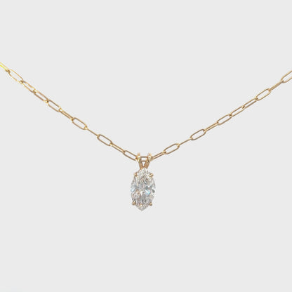 14k Gold Marquise Cut Lab Grown Diamond Solitaire Pendant (2.04 tcw)
