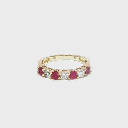 14k Gold Natural Diamond (0.84 tcw) and Ruby (0.52 tcw) Ring