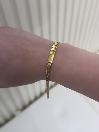 14k Curb Cuban Link ID Bracelet - 7.5"