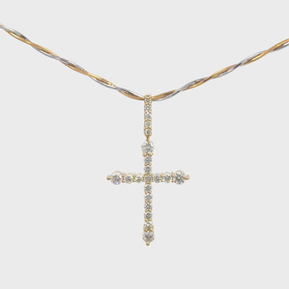 10k Yellow Gold Natural Diamond Cross Pendant (1.14 tcw)