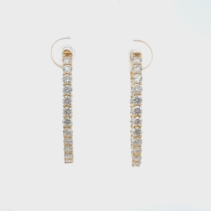 14k Gold Oval Inside-Out Hoop Earrings with Lab Grown Diamonds (2.18 t.c.w.)