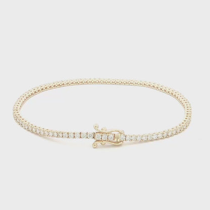 14k Yellow Gold Natural Diamond Tennis Bracelet | 2.00ctw