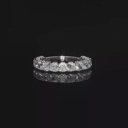 14k White Gold 3/4 Eternity Lab Diamond Band 2.87 tcw | Cushion Cut | 3.5mm