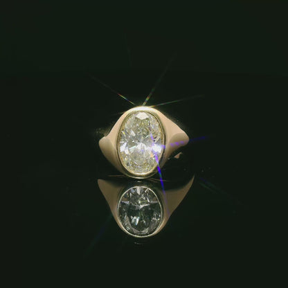 2.5 carat Oval Lab Grown Diamond Gypsy Set Engagement Ring in 18k YG - (VS1/E)