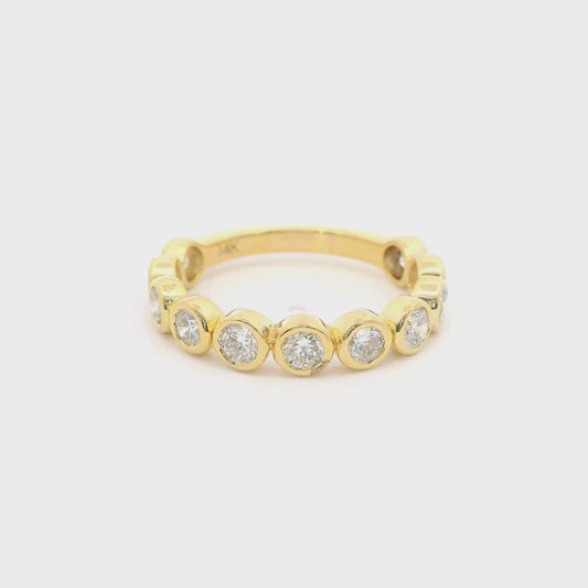 14k Yellow Gold - 11 Round Natural Diamonds in Bezel Setting Band (1.19 t.c.w.)
