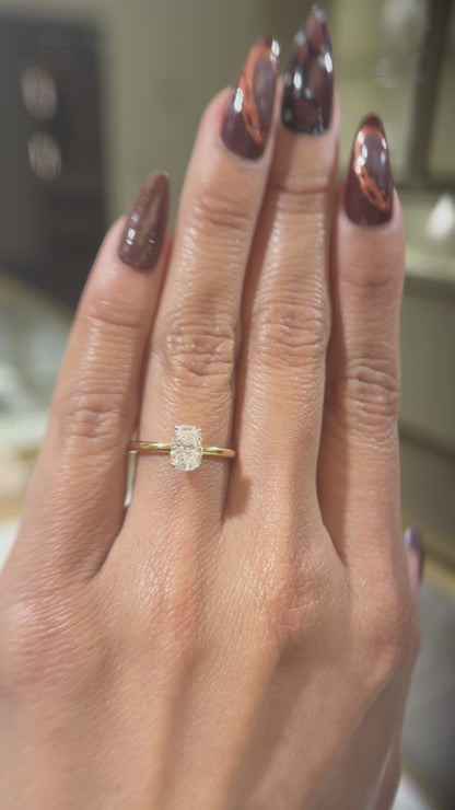 14k Gold 1ct Lab Grown Cushion Cut Solitaire Engagement Ring