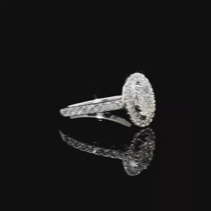 14k White Gold and Natural Diamond Oval Ring (0.77 t.c.w.)