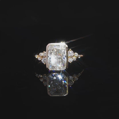 14k Gold 2.00ct Radiant Cut Lab Diamond Bezel Engagement Ring | E/VS1