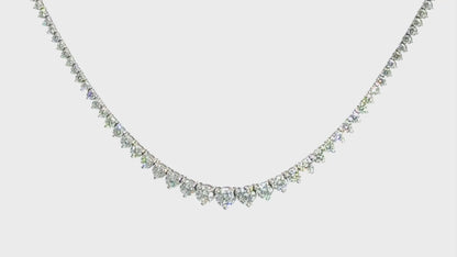 Lab Grown 10.50 tcw Graduated Diamond Riviera Tennis Necklace 14k White Gold - 18"