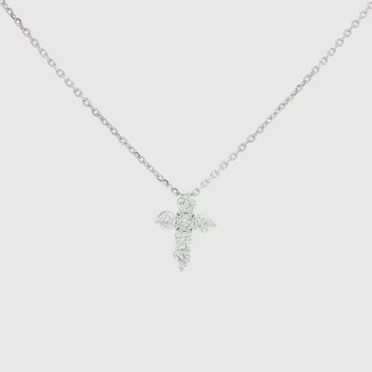14k Gold Lab Grown Diamond Cross Necklace | 0.60tcw | 18"