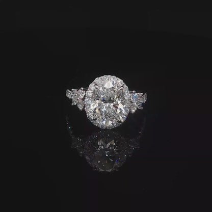 14k White Gold 2.55 Carat Oval Lab-Grown Diamond & Natural Diamond Ring (3.34 TCW) | F/VS2