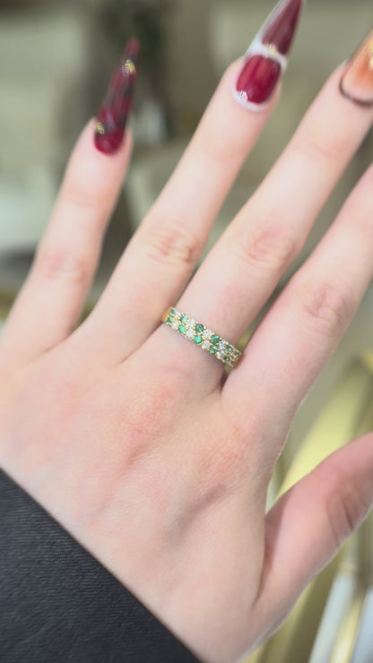 14k Gold Natural Diamond (0.77tcw) and Emerald (0.37 tcw) Ring