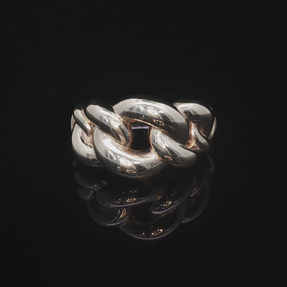 14k Gold Cuban Link Ring | Size 9 | Graduated Statement Band